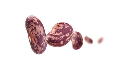 Red beans levitate on a white background