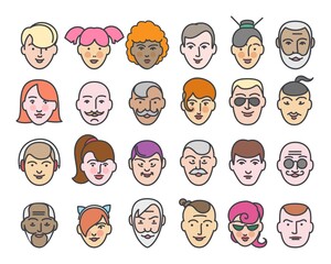 Fototapeta premium Colorful linear profile avatars