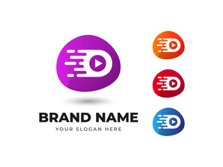 Letter O Fast Speed Video Technology Abstract Colorful Vector Logo Design