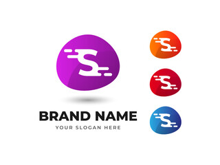 Letter S Fast Speed Technology Abstract Colorful Vector Logo Design