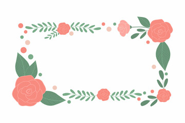 Horizontal rectangular frame with roses
