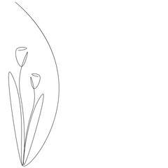 Summer flowers line drawing vector illustration