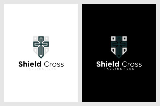 cross shield logo design