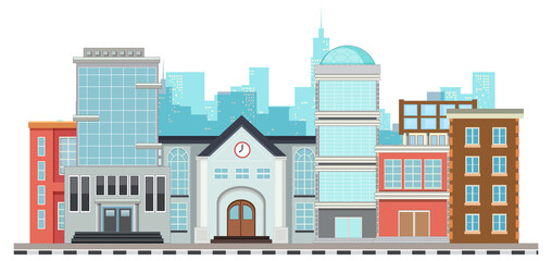 Urban cityscape isolated on white background