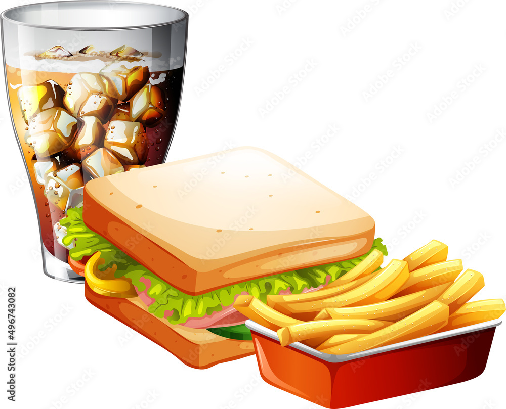 Canvas Prints fast food set with sandwich and french fries