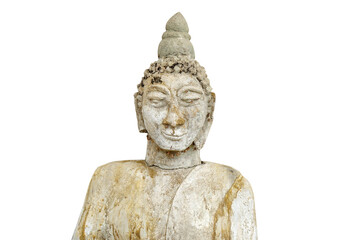 old buddha isolated white background