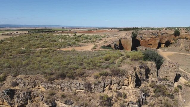 Historic Roman quarry la Batida near Carmona in Spain, ancient caves