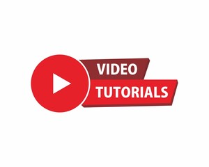 Video tutorials Button, icon, emblem, label. Vector stock illustration