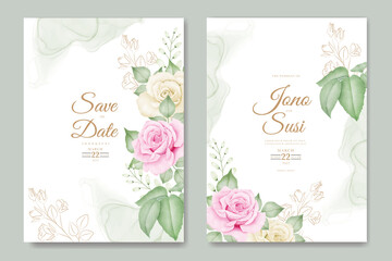 beautiful wedding invitation card with floral watercolor 