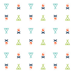 seamless pattern with a camping theme