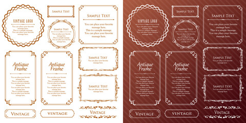 春の植物モチーフのフレームセット。ビンテージフラワー。装飾デザイン。流行りのあしらい