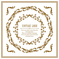 春の植物モチーフのフレームセット。ビンテージフラワー。装飾デザイン。流行りのあしらい