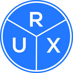 RUX letter logo design on white background. RUX  creative circle letter logo concept. RUX letter design.