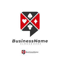 Poker Chat logo vector template, Creative Gambling logo design concept