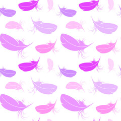 Fototapeta na wymiar Beautiful abstract background pink bird feathers, seamless pattern, texture for fabric design, wallpaper and tile, vector illustration