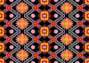 Geometric ethnic flower pattern for background,fabric,wrapping,clothing,wallpaper,batik,carpet,embroidery style.