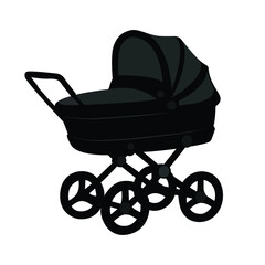 Baby stroller vector isolated on white. 