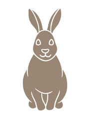 Illustration of a sitting rabbit, front view