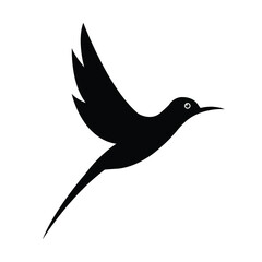 Small bird in flight vector isolated. Cute bird with stretched wings tattoo element.