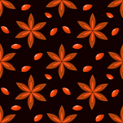 Fototapeta premium Seamless pattern with anise stars. Spices. Cartoon design. 