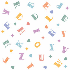 Pattern with letters of the alphabet, color vector illustration on a white background