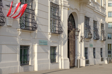 vienna, austria, 03 april 2022, federal chancellery office at the ballhausplatz, vienna