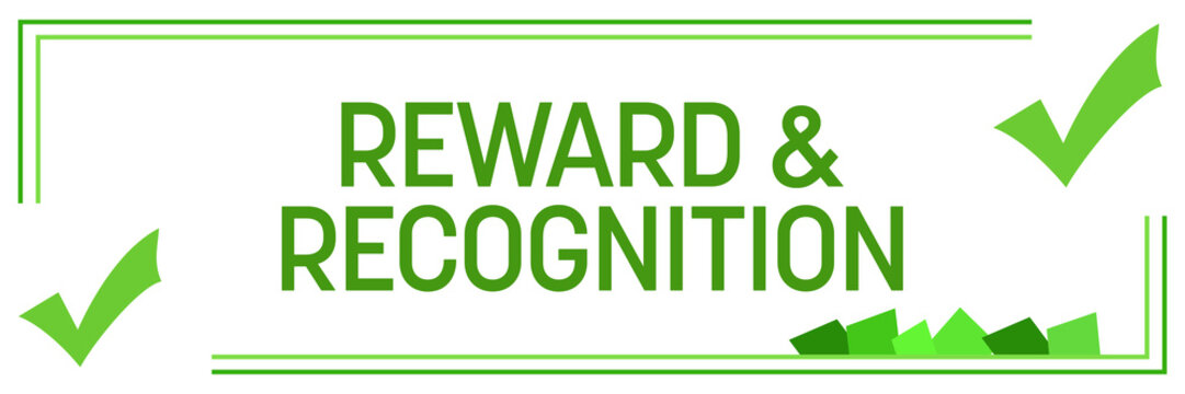 Reward And Recognition Green Borders Tick Marks Corner Horizontal 