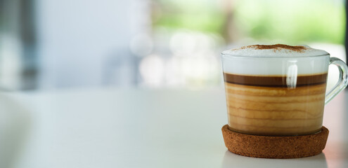 coffee latte on a table at coffee shop