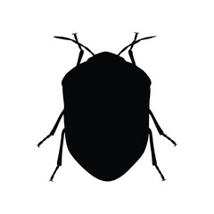 Beetle or bug silhouette vector isolated on white. Insect icon.