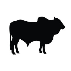 Huge bull or ox silhouette vector isolated. Indian bull used for farming. Livestock cattle.