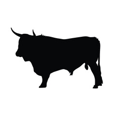 Huge bull or ox silhouette vector isolated. Indian bull used for farming. Livestock cattle.