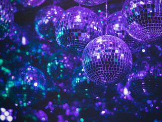 Disco Balls purple blue light Party Nightlife background - 496749004