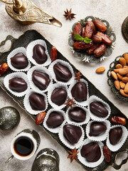 Coffee and Healthy Vegan raw chocolate candies