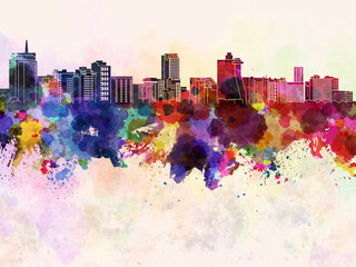 Acapulco skyline in watercolor background