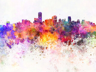 Adelaide skyline in watercolor background