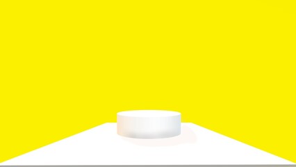 white pedestal platform on yellow background 3d illustration