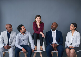 Originality will make you stand out for the interview. Studio shot of a group of corporate...