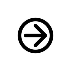 Arrow to the right in circle, simple web or mobile interface vector icon