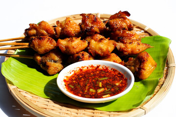 Chicken butt grilled in bamboo plate