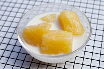 Tapioca in syrup with cocont milk