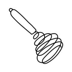 Whisk. Kitchenware sketch. Doodle line vector kitchen utensil and tool. Cutlery