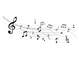 Music black background with piano and musical notes
