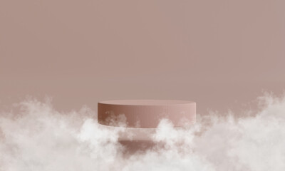 Podium floating on cloud background for product presentation. 3d illustration