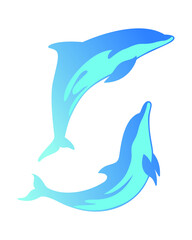 Vector of jumping dolphin. Sea creature icon.