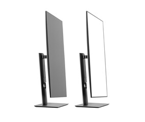 vertical computer monitor with empty screen isolated on white background.