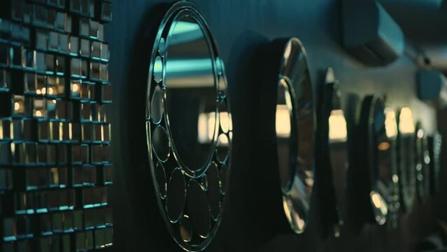 This video shows a side view mirrors on a wall