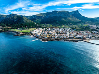 Obraz premium Aerial view, Colonia de Sant Pere near Betlem, Region Arta, Mallorca, Balearic Islands, Spain