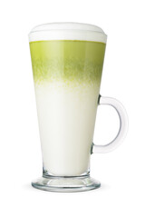 Matcha latte green tea isolated on white background.