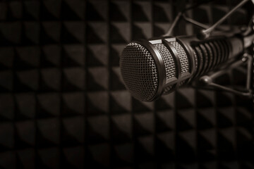 Professional microphone dark background