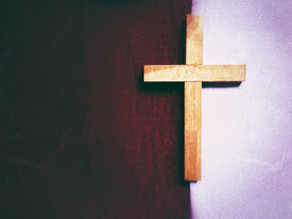 Lent Season,Holy Week and Good Friday concepts - image of cross shape in vintage background. Stock...